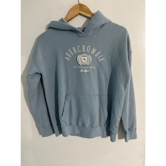 Abercrombie kid hoodie sweatshirt girls 15/16 light blue soft cotton blend cozy - Picture 1 of 4